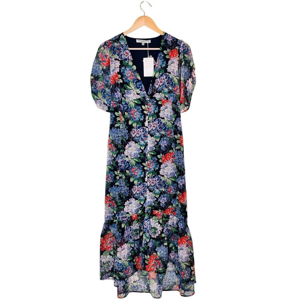 Hope & Ivy Maternity Dress Sz 14‎ Floral Chiffon Tie Back Feminine Chiffon Midi